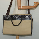 BURBERRY Blue Label Tote Bag Canvas 2way Beige Silver Auth bs27138-23