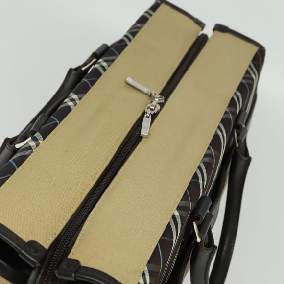 BURBERRY Blue Label Tote Bag Canvas 2way Beige Silver Auth bs27138