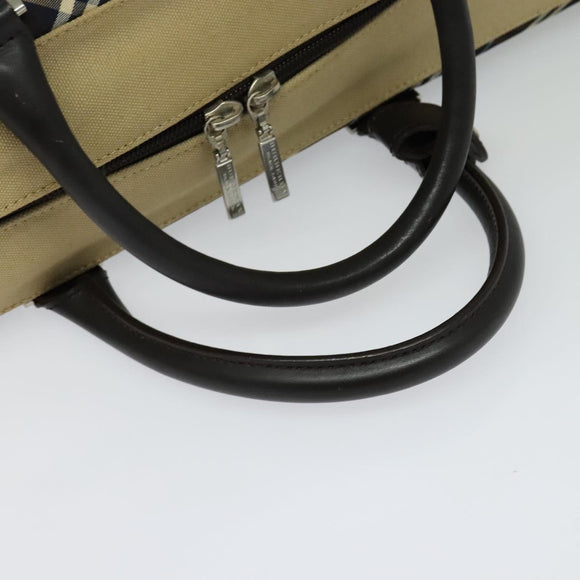 BURBERRY Blue Label Tote Bag Canvas 2way Beige Silver Auth bs27138
