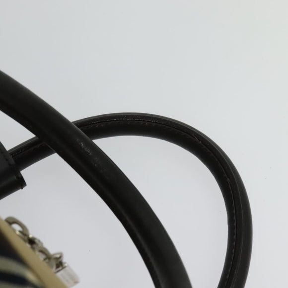 BURBERRY Blue Label Tote Bag Canvas 2way Beige Silver Auth bs27138