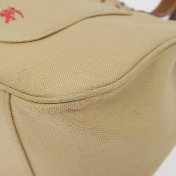BURBERRY Blue Label Tote Bag Canvas Beige Silver Auth bs27139