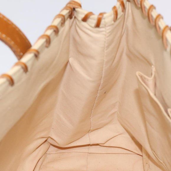 BURBERRY Blue Label Tote Bag Canvas Beige Silver Auth bs27139