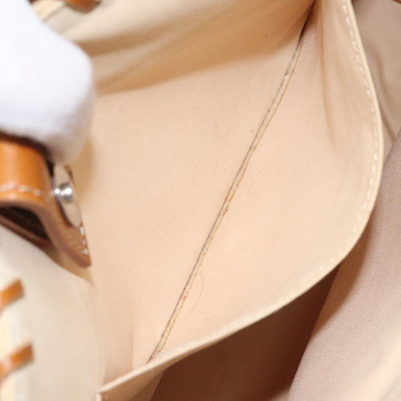 BURBERRY Blue Label Tote Bag Canvas Beige Silver Auth bs27139