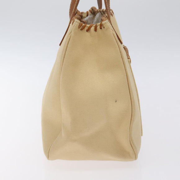 BURBERRY Blue Label Tote Bag Canvas Beige Silver Auth bs27139