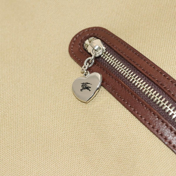 BURBERRY Blue Label Tote Bag Canvas Beige Silver Auth bs27140