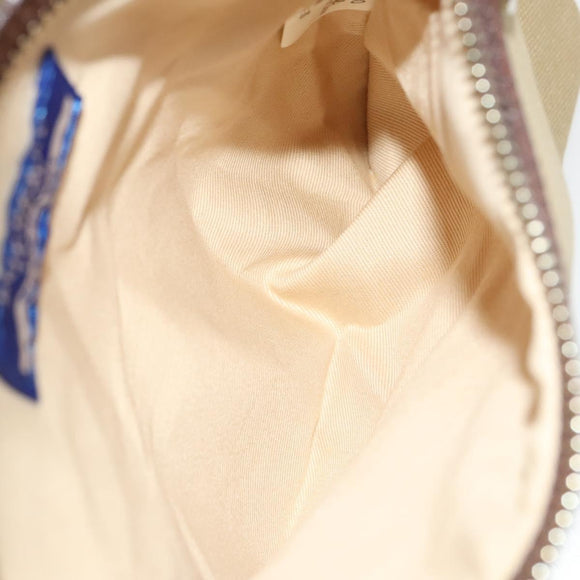 BURBERRY Blue Label Tote Bag Canvas Beige Silver Auth bs27140