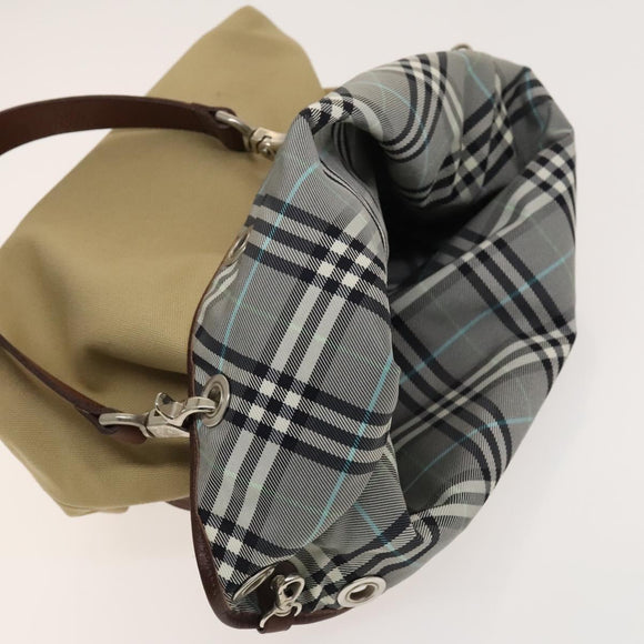 BURBERRY Blue Label Tote Bag Canvas Beige Silver Auth bs27140