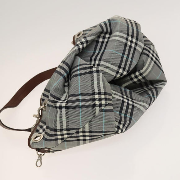 BURBERRY Blue Label Tote Bag Canvas Beige Silver Auth bs27140