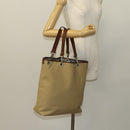 BURBERRY Blue Label Tote Bag Canvas Beige Silver Auth bs27140-24