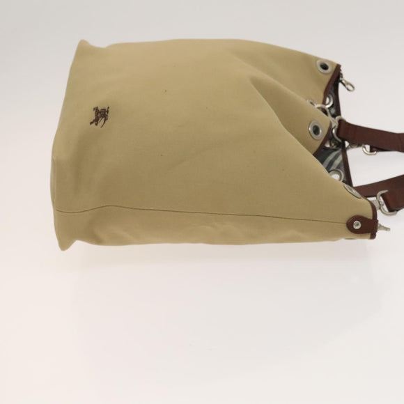 BURBERRY Blue Label Tote Bag Canvas Beige Silver Auth bs27140