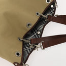 BURBERRY Blue Label Tote Bag Canvas Beige Silver Auth bs27140-6