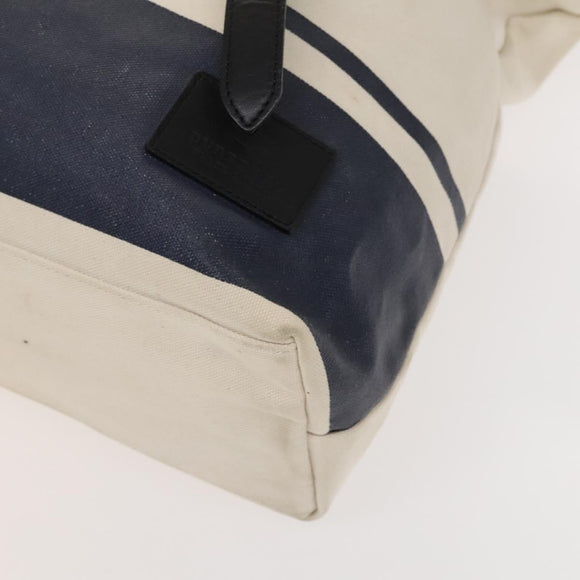 BURBERRY Black Label Shoulder Bag Canvas White Silver Auth bs27141