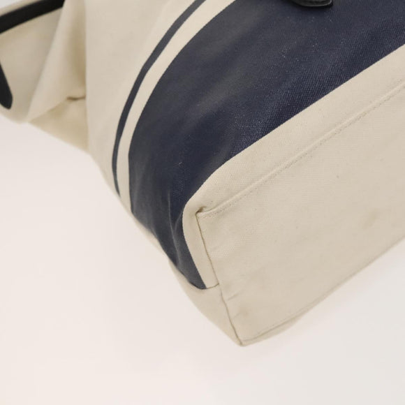 BURBERRY Black Label Shoulder Bag Canvas White Silver Auth bs27141