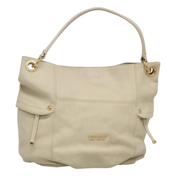 BURBERRY Blue Label Shoulder Bag Leather White Gold Auth bs27142