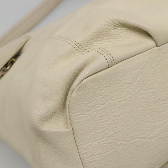 BURBERRY Blue Label Shoulder Bag Leather White Gold Auth bs27142