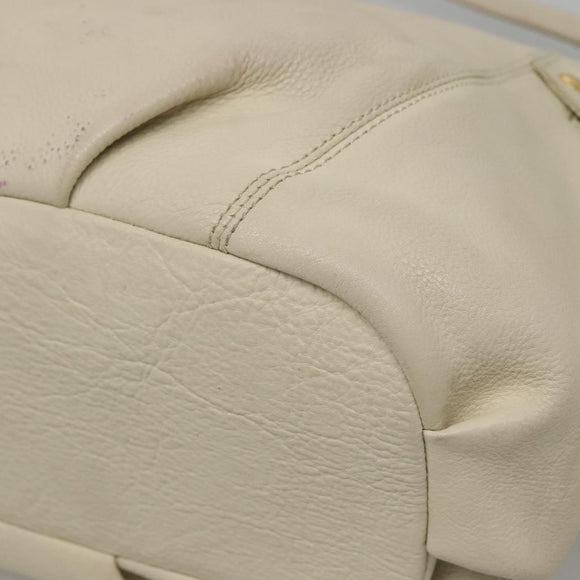 BURBERRY Blue Label Shoulder Bag Leather White Gold Auth bs27142