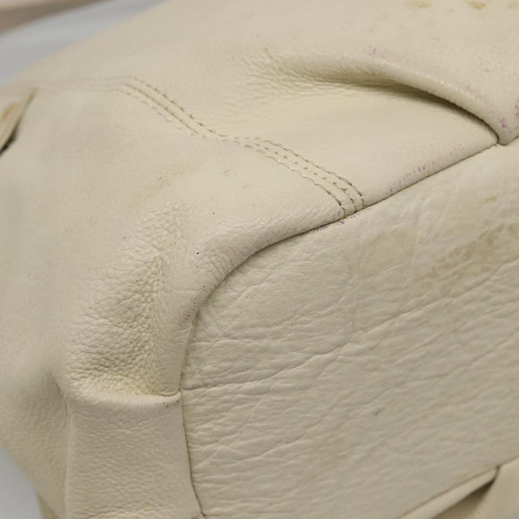 BURBERRY Blue Label Shoulder Bag Leather White Gold Auth bs27142