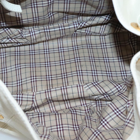 BURBERRY Blue Label Shoulder Bag Leather White Gold Auth bs27142