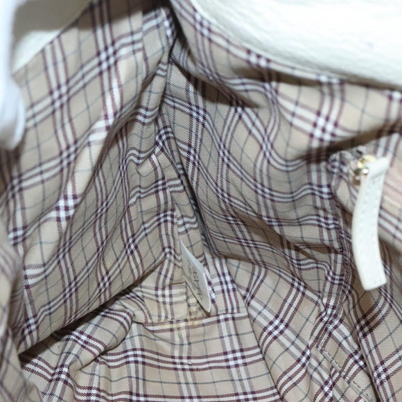 BURBERRY Blue Label Shoulder Bag Leather White Gold Auth bs27142