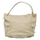 BURBERRY Blue Label Shoulder Bag Leather White Gold Auth bs27142-13