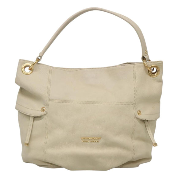 BURBERRY Blue Label Shoulder Bag Leather White Gold Auth bs27142