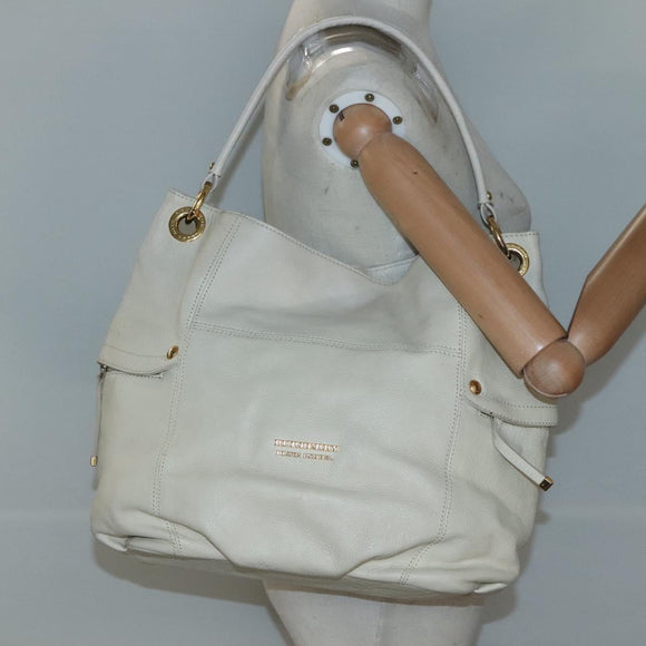 BURBERRY Blue Label Shoulder Bag Leather White Gold Auth bs27142