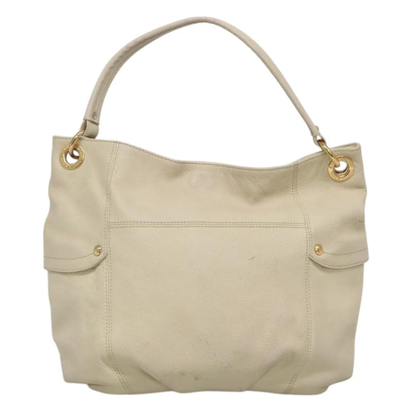 BURBERRY Blue Label Shoulder Bag Leather White Gold Auth bs27142