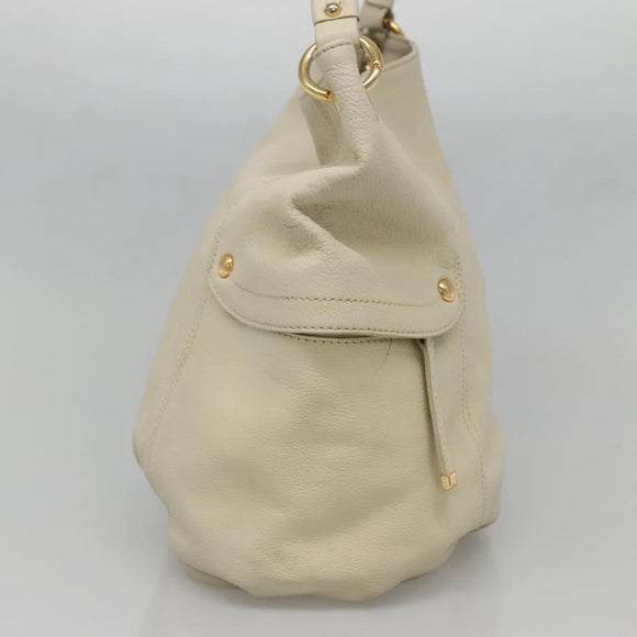 BURBERRY Blue Label Shoulder Bag Leather White Gold Auth bs27142