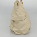 BURBERRY Blue Label Shoulder Bag Leather White Gold Auth bs27142-4