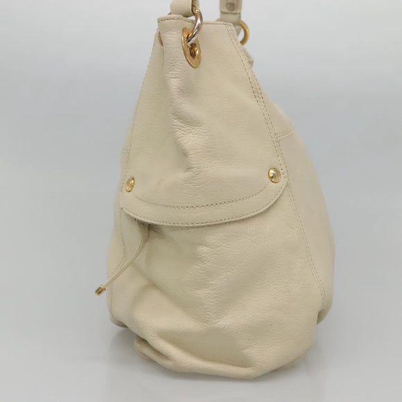 BURBERRY Blue Label Shoulder Bag Leather White Gold Auth bs27142