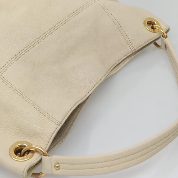 BURBERRY Blue Label Shoulder Bag Leather White Gold Auth bs27142