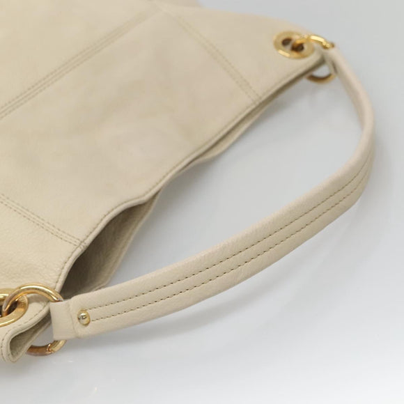 BURBERRY Blue Label Shoulder Bag Leather White Gold Auth bs27142