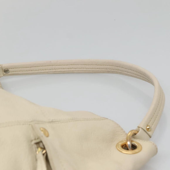 BURBERRY Blue Label Shoulder Bag Leather White Gold Auth bs27142