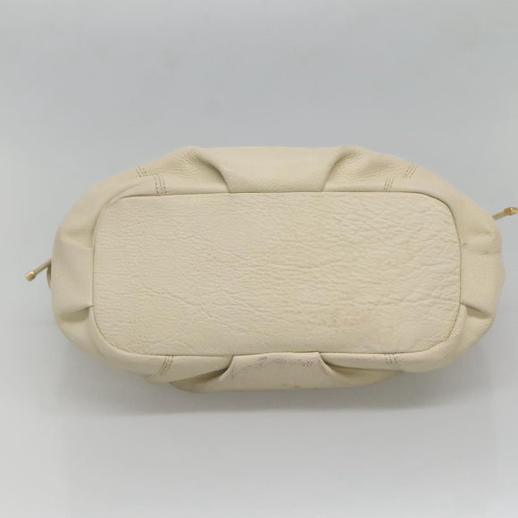 BURBERRY Blue Label Shoulder Bag Leather White Gold Auth bs27142