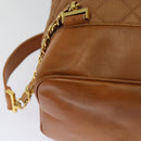 CHANEL Matelasse Backpack Canvas Leather Brown Gold CC Auth bs27149-13