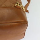 CHANEL Matelasse Backpack Canvas Leather Brown Gold CC Auth bs27149-14