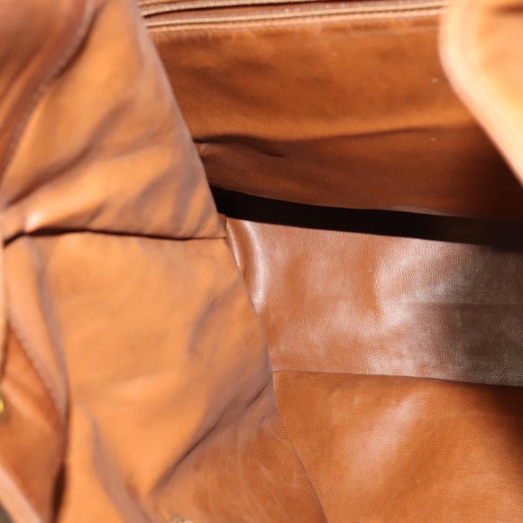 CHANEL Matelasse Backpack Canvas Leather Brown Gold CC Auth bs27149