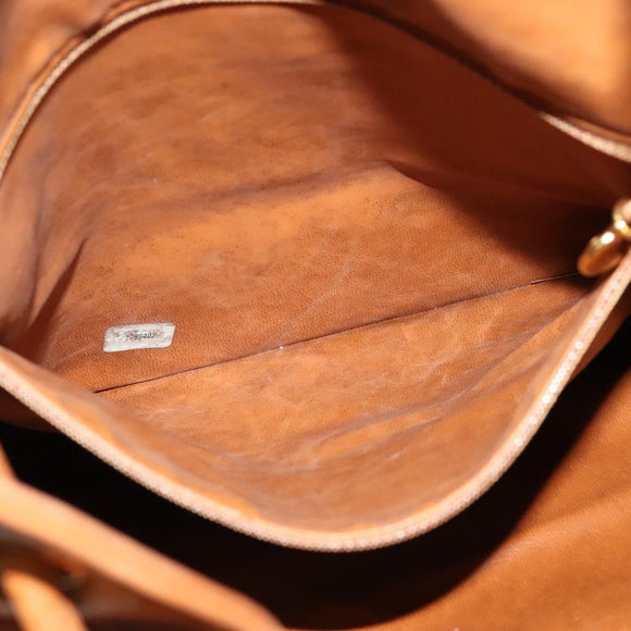 CHANEL Matelasse Backpack Canvas Leather Brown Gold CC Auth bs27149