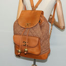 CHANEL Matelasse Backpack Canvas Leather Brown Gold CC Auth bs27149-25