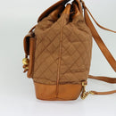 CHANEL Matelasse Backpack Canvas Leather Brown Gold CC Auth bs27149-4