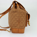 CHANEL Matelasse Backpack Canvas Leather Brown Gold CC Auth bs27149-5