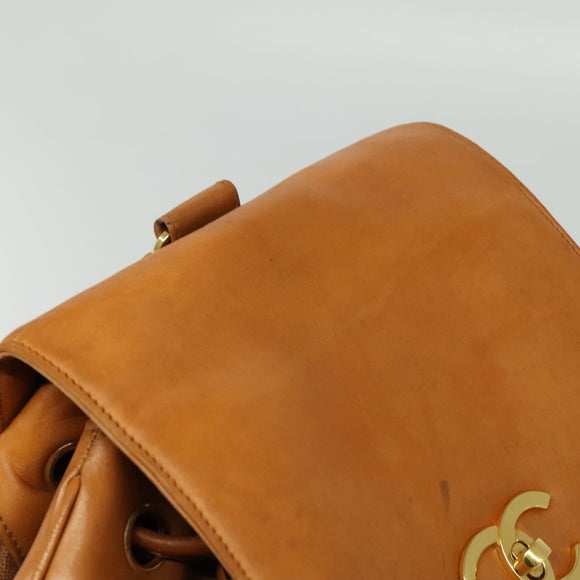CHANEL Matelasse Backpack Canvas Leather Brown Gold CC Auth bs27149