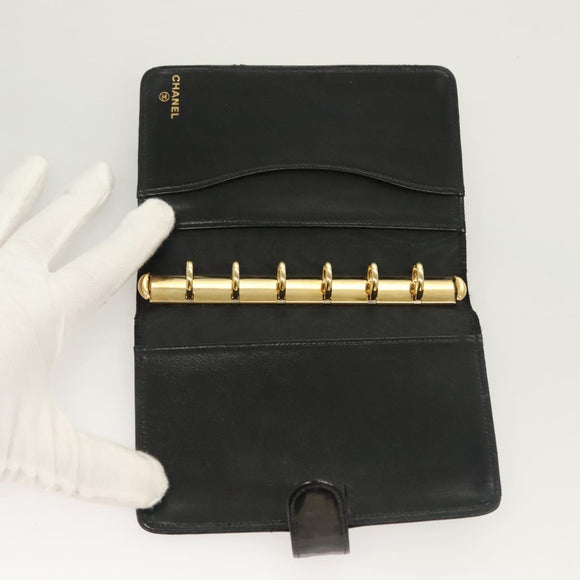 CHANEL Agenda Day Planner Cover Enamel Black CC Auth bs27152