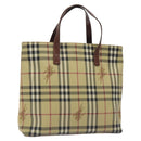BURBERRY Nova Check Tote Bag PVC Beige Gold Auth bs27157-1