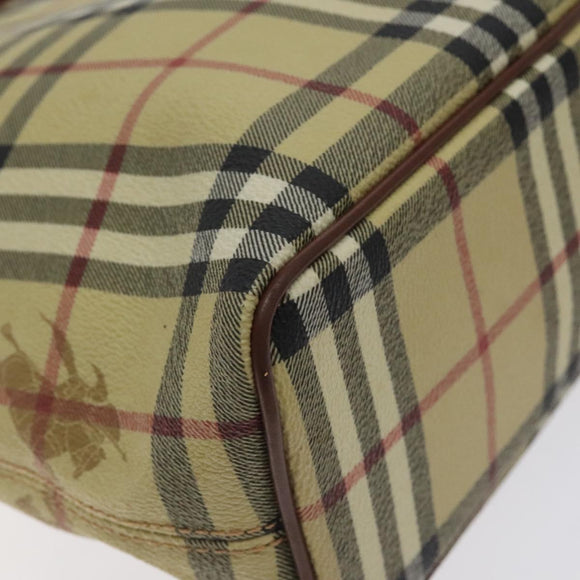 BURBERRY Nova Check Tote Bag PVC Beige Gold Auth bs27157