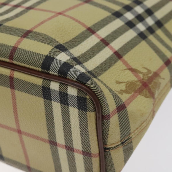 BURBERRY Nova Check Tote Bag PVC Beige Gold Auth bs27157