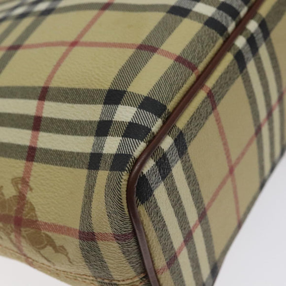 BURBERRY Nova Check Tote Bag PVC Beige Gold Auth bs27157