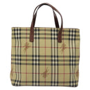 BURBERRY Nova Check Tote Bag PVC Beige Gold Auth bs27157-13