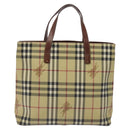 BURBERRY Nova Check Tote Bag PVC Beige Gold Auth bs27157-2