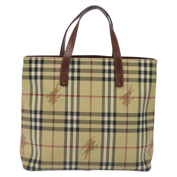 BURBERRY Nova Check Tote Bag PVC Beige Gold Auth bs27157 - 0